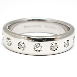 Estate Tiffany & Co. Mens Diamond Wedding Band Ring Solid Platinum