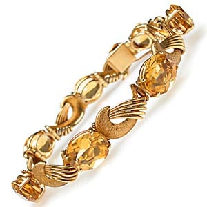Vintage Natural Citrine Gemstone Ring Solid 18K Gold
