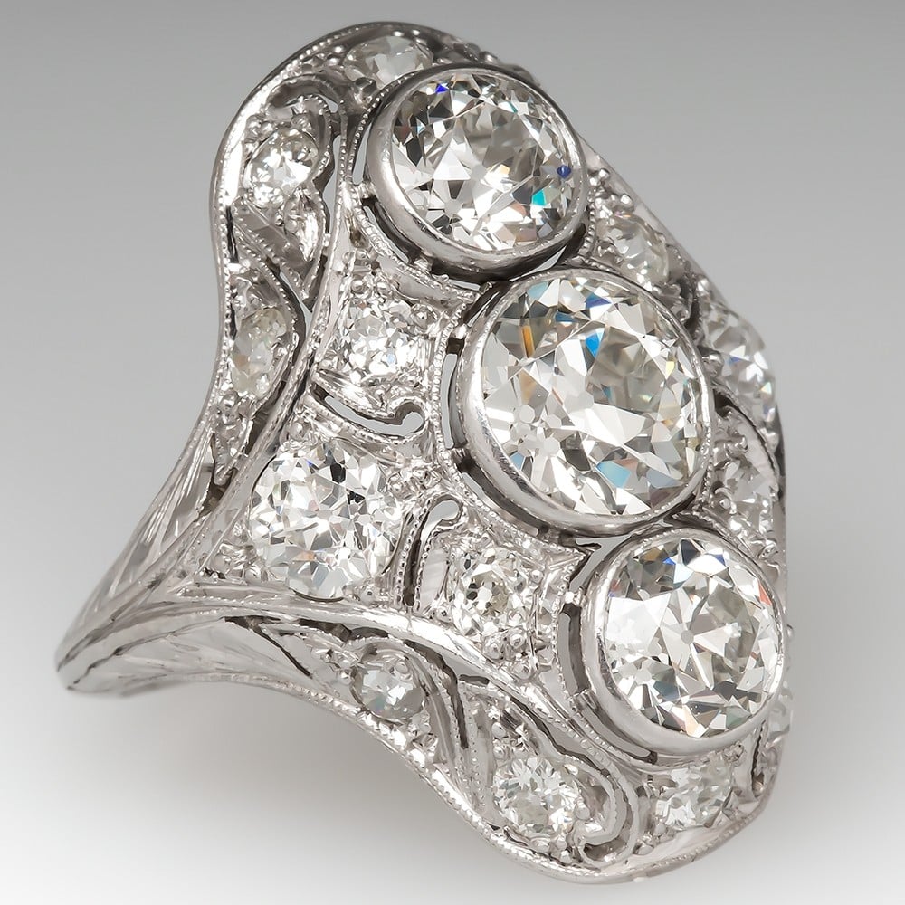 Antique Diamond Cocktail Ring | New York Jewelers Chicago