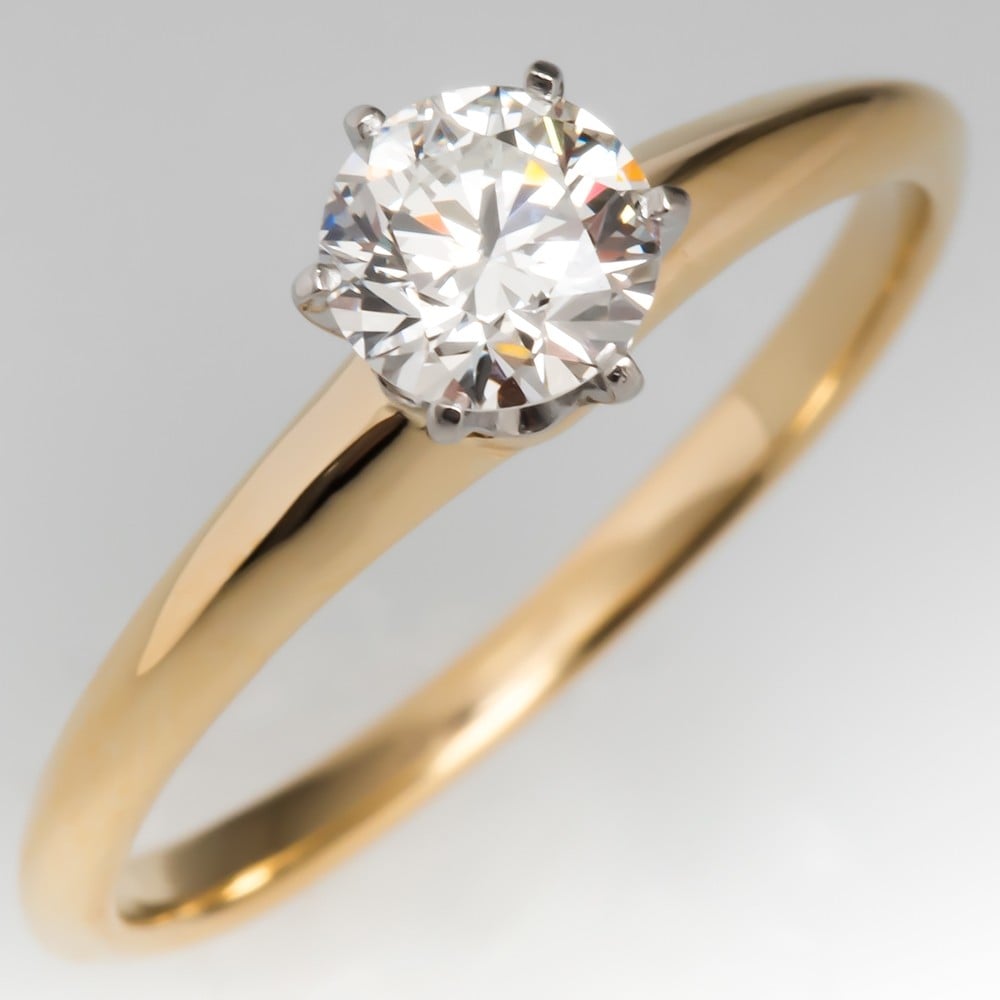 1/2 CT Diamond Engagement Ring Round Cut F/SI1 18K Rose Gold Size 7 | eBay