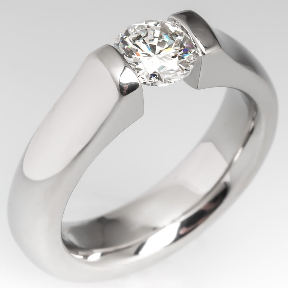 18K Gold Tension Diamond Wedding Ring - Royal Coster Diamonds