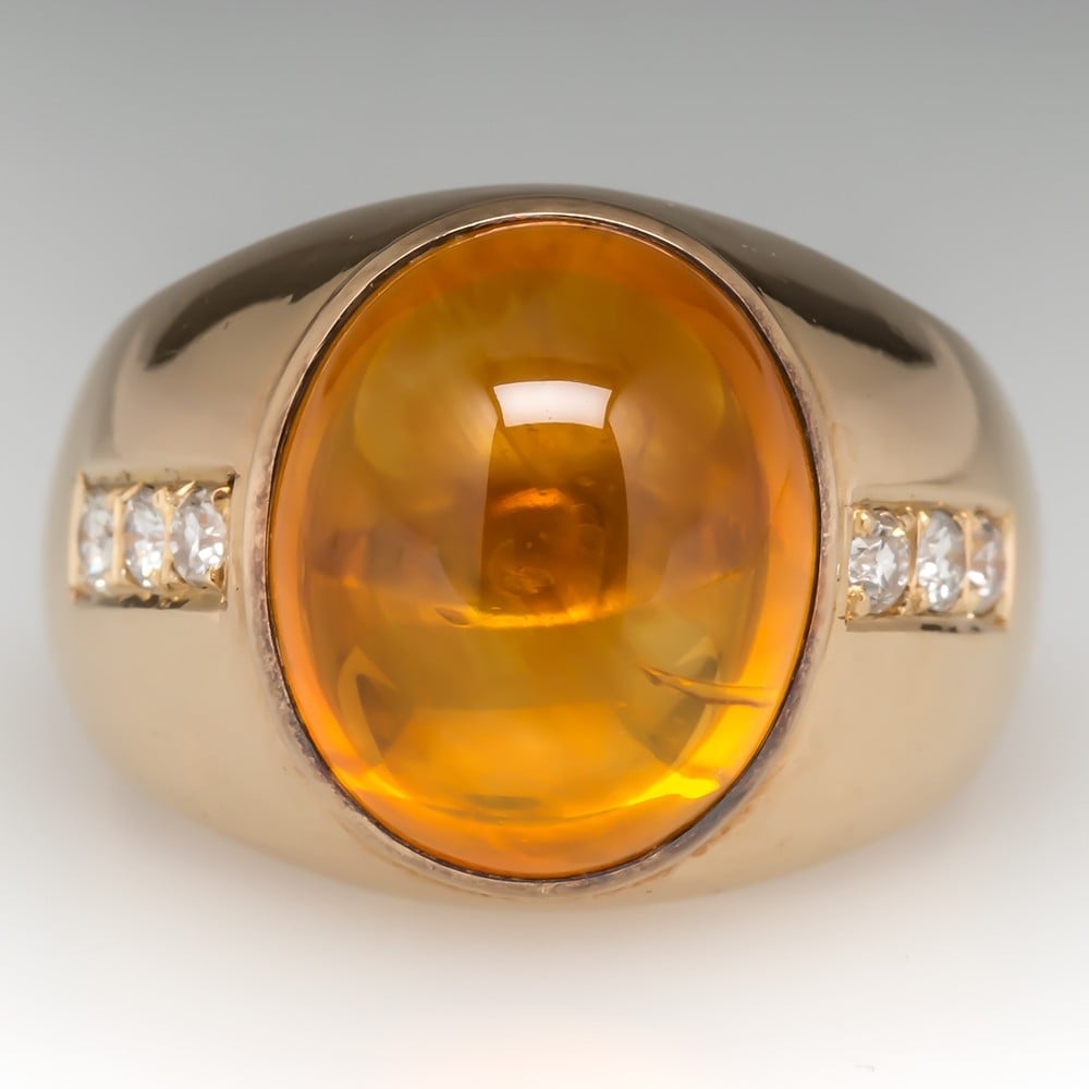 Vintage Mens Black Star Sapphire Ring 14K Yellow Gold