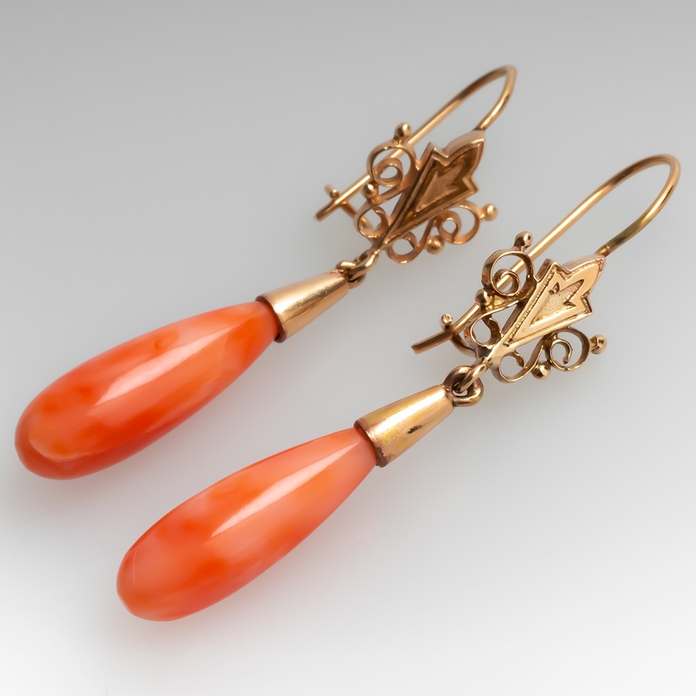 Vintage Coral Gold Earrings | New York Estate Jewelry