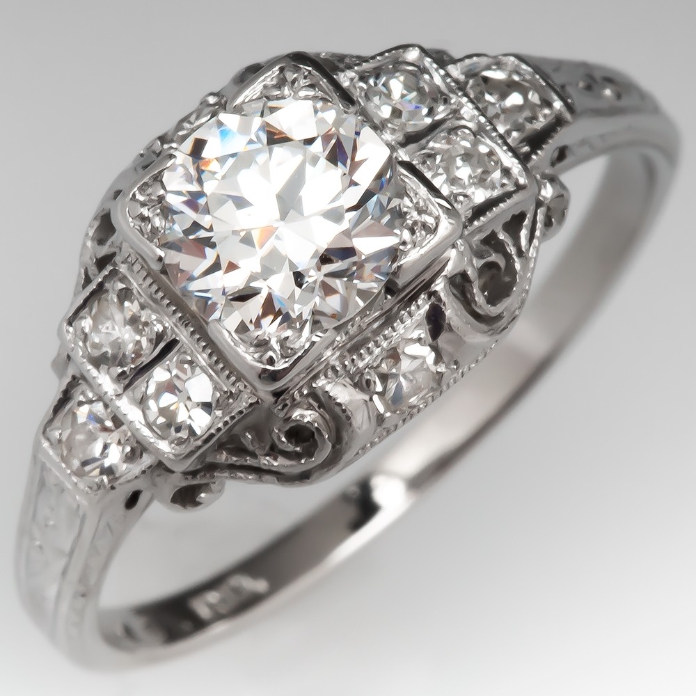 .70CT E/VS2 Transitional Cut Diamond Antique Engagement Ring