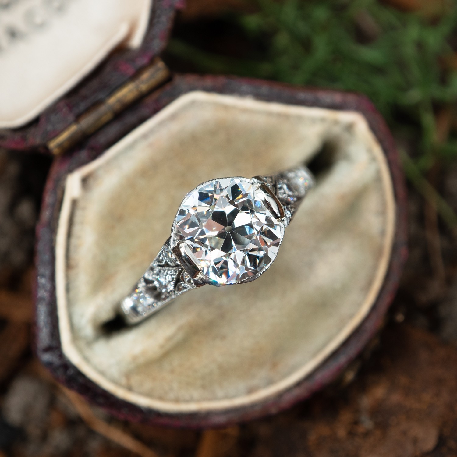 Perfect Antique Engagement Ring 1.5 Carat Old European Cut Diamond Filigree