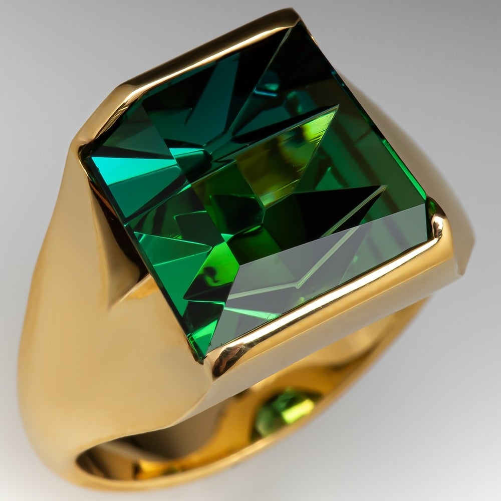 Vintage Platinum Diamond Green Tourmaline Ring – Boylerpf