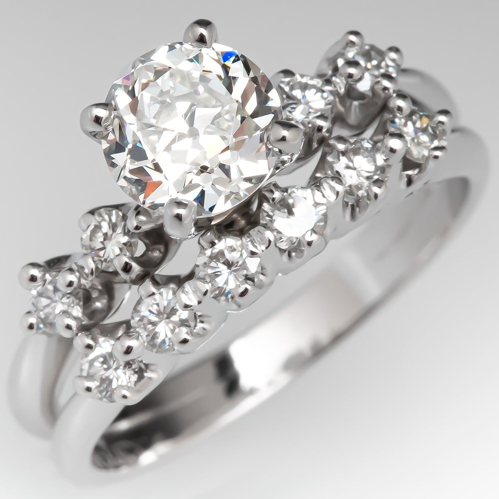 Rose gold wedding Bridal Moissanite Engagement Ring Set