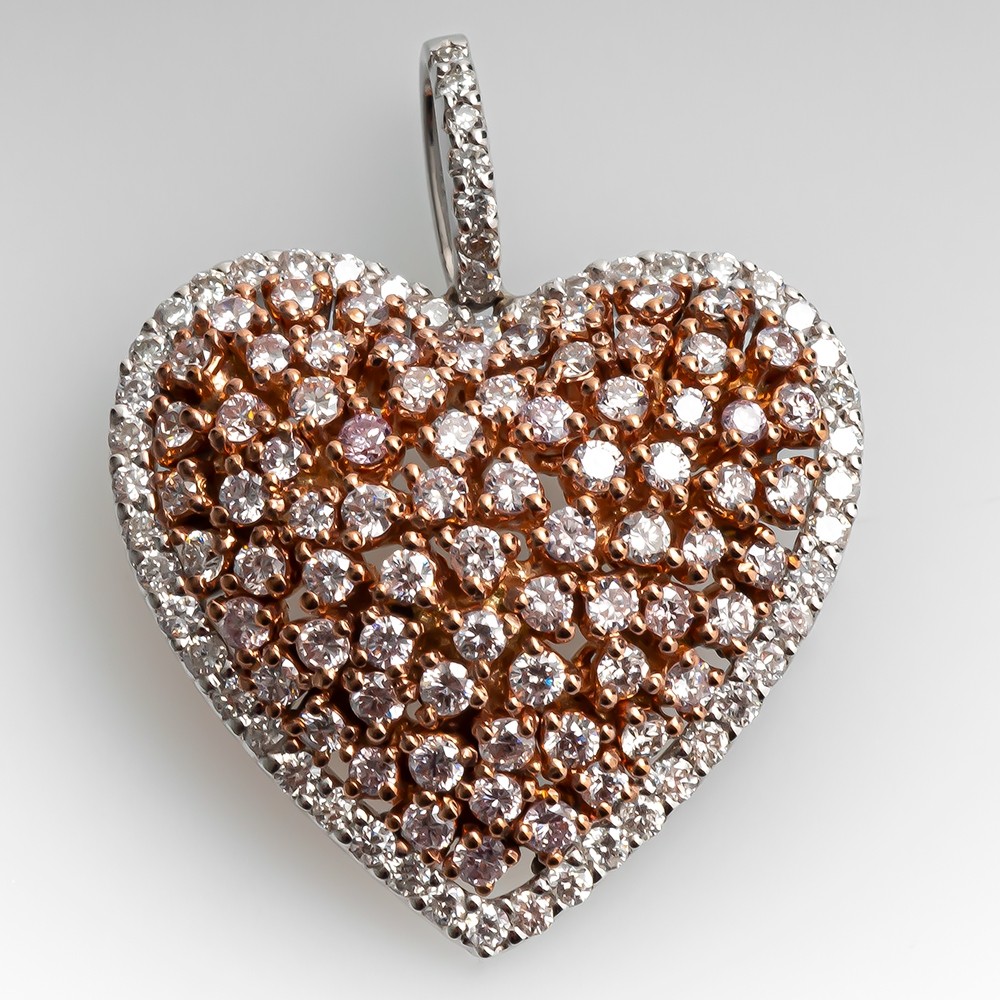 Wholesale Wholesale luxury pink diamond heart pendant, feminine
