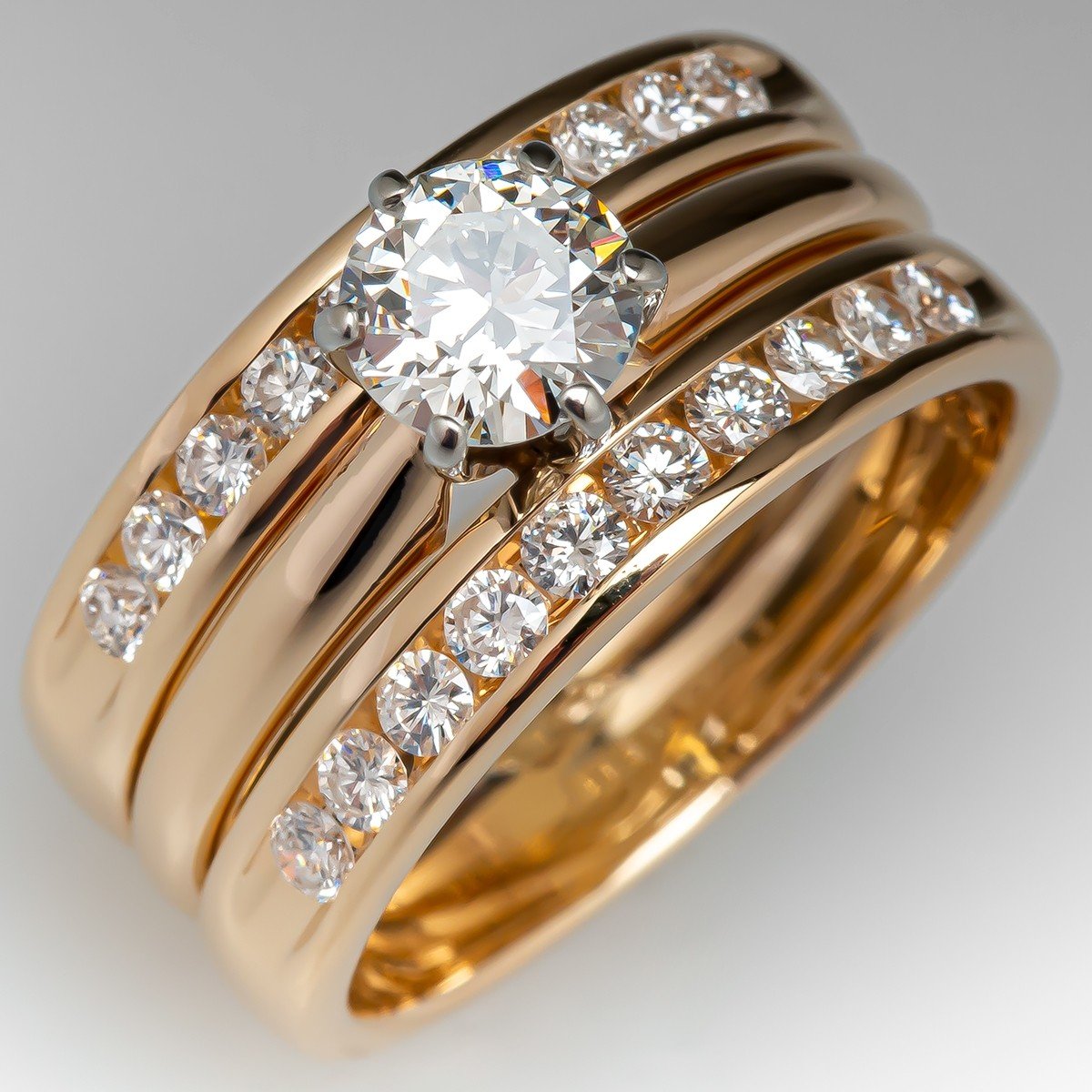 14K Yellow Gold Round Brilliant Diamond Engagement Ring
