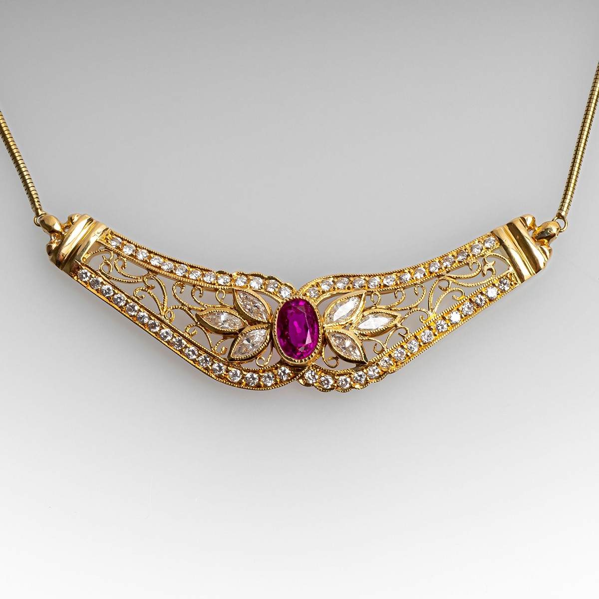 Chaumet 18K Yellow Gold Estate Ruby Necklace, Paris – Long's Jewelers