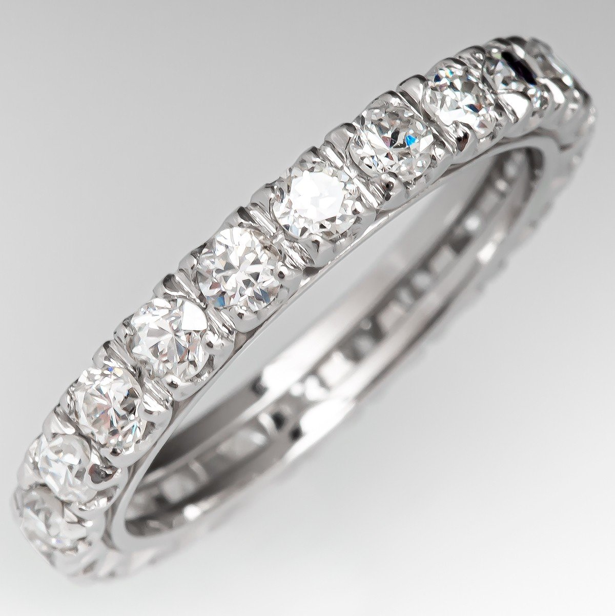 Vintage Diamond Wedding Ring Guard 14K White Gold 1.12ctw