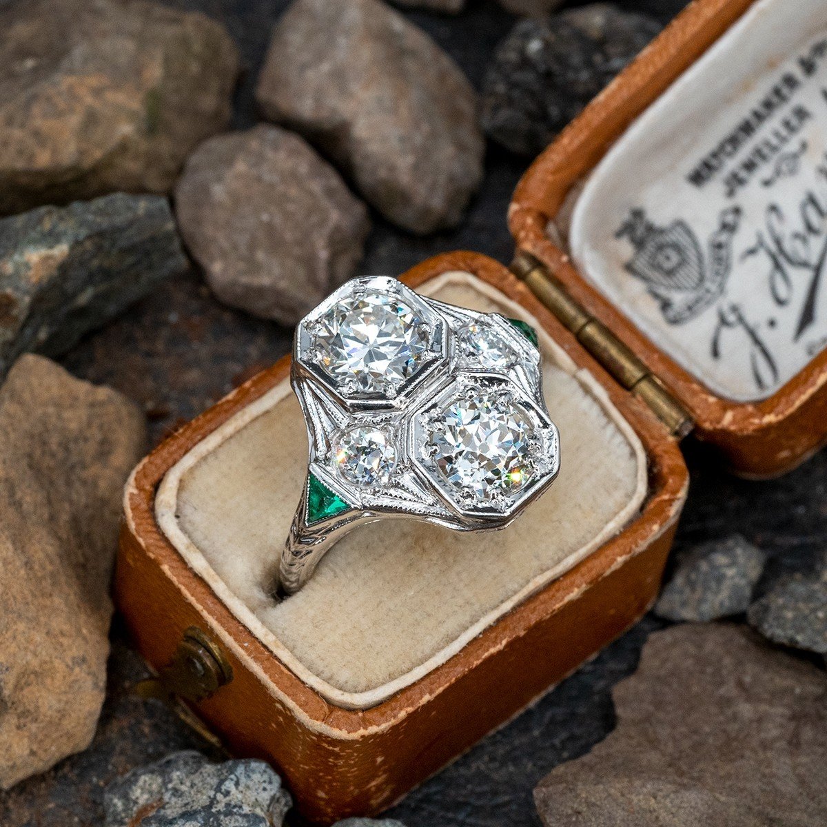 8.00 Carat Emerald Cut Green Tourmaline and Diamond Ring in 18ct White –  Katherine James Jewellery