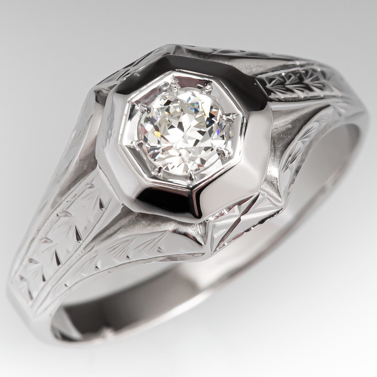 Buy Mens Vintage Diamond Ring, Single Stone 14K Yellow Gold Diamond  Mounting, Birthday/anniversary Gift Online in India - Etsy