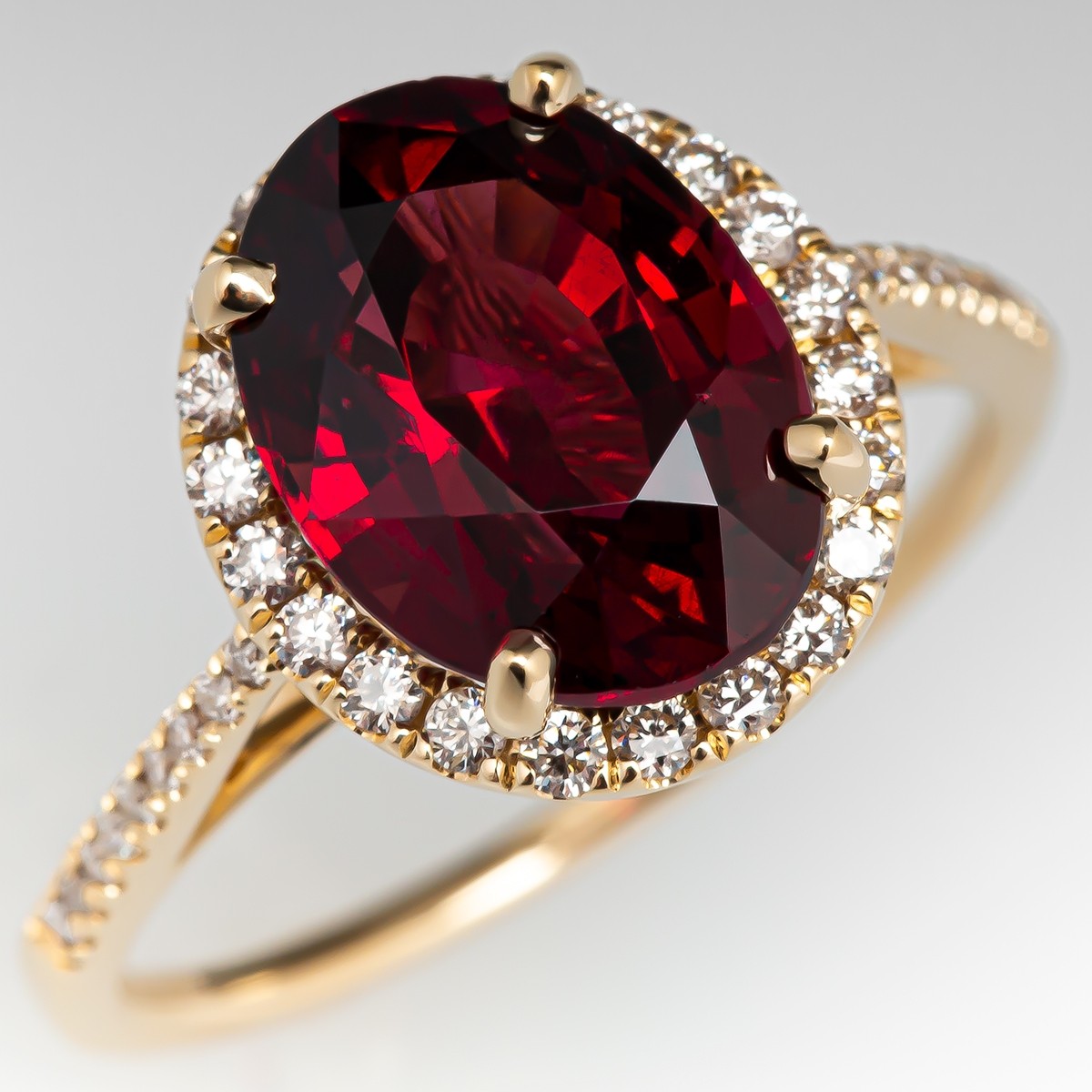 Victorian Garnet Gold Ring - Halo Ring, Natural Garnet Ring, Vintage G