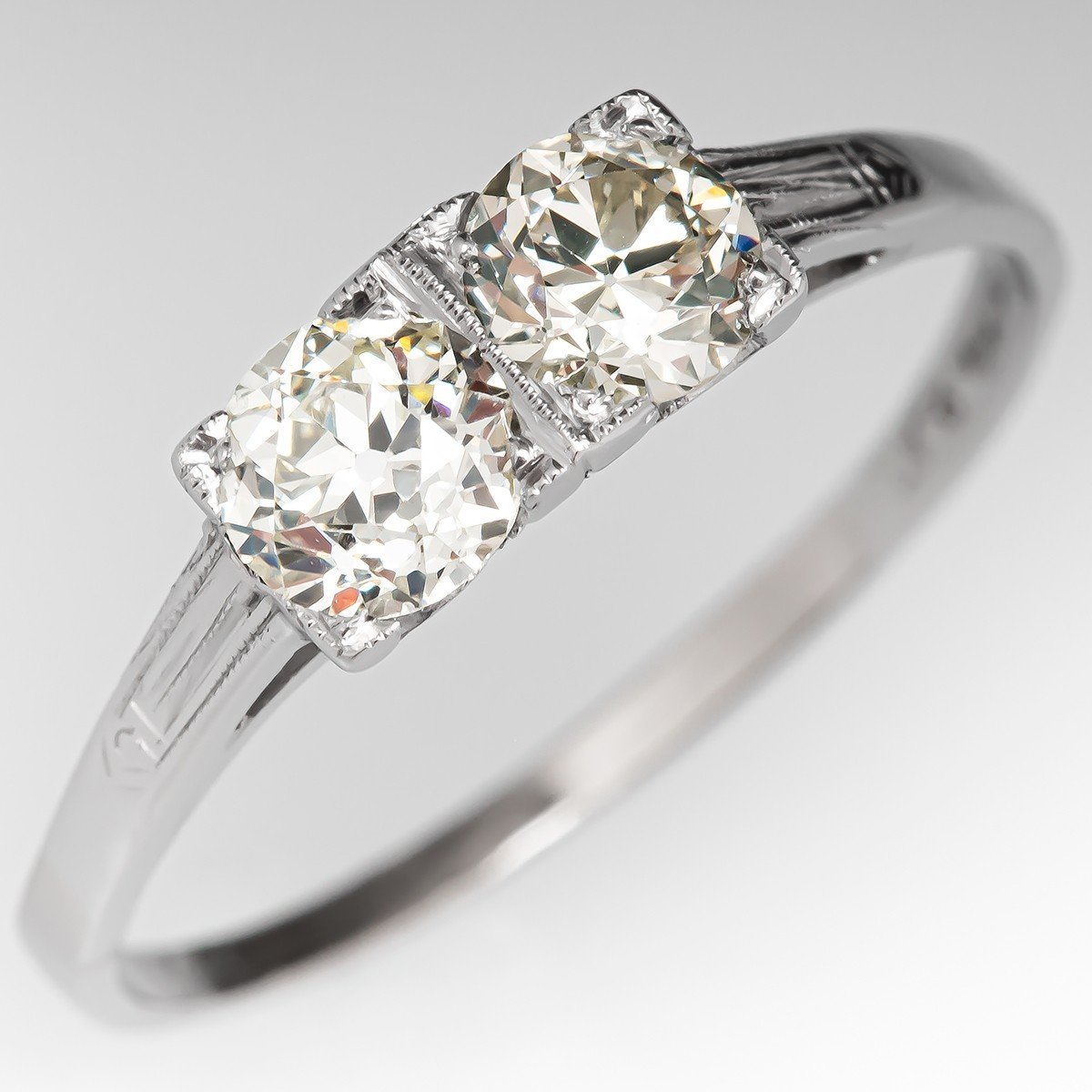 Two Stone Heart Shaped Diamond Engagement Ring