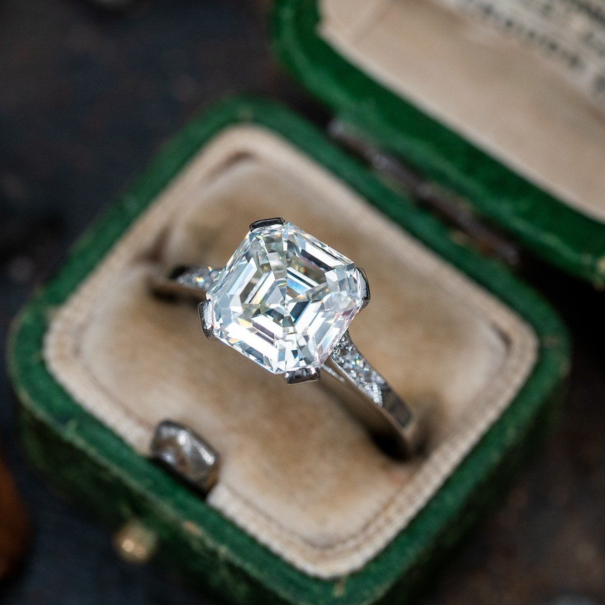 Vintage Asscher Cut Diamond Engagement Ring – Ashley Zhang Jewelry