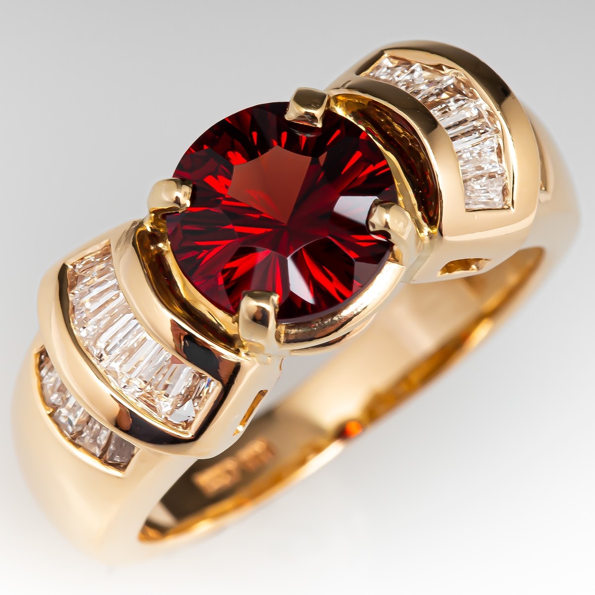 Natural Garnet Men's Ring 14K Yellow Gold Ring Gemstone Ring January  Birthstone. | eBay