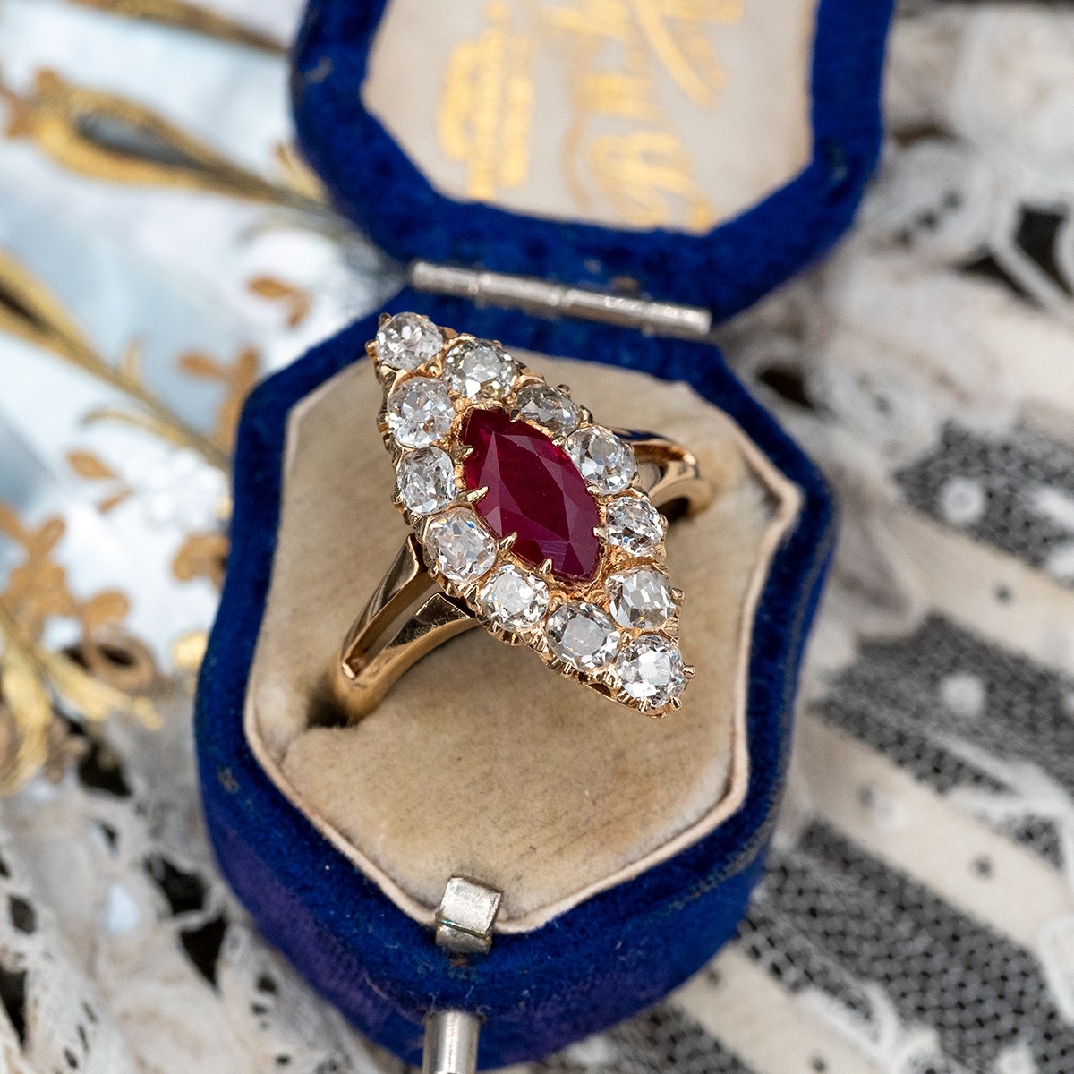 Rose Gold Diamond and Ruby Ring from my job at Zales Jewelers! Pear shaped  ruby , teardrop ruby , Art Deco ring . | Art deco ring, Rose gold diamonds, Ruby  ring