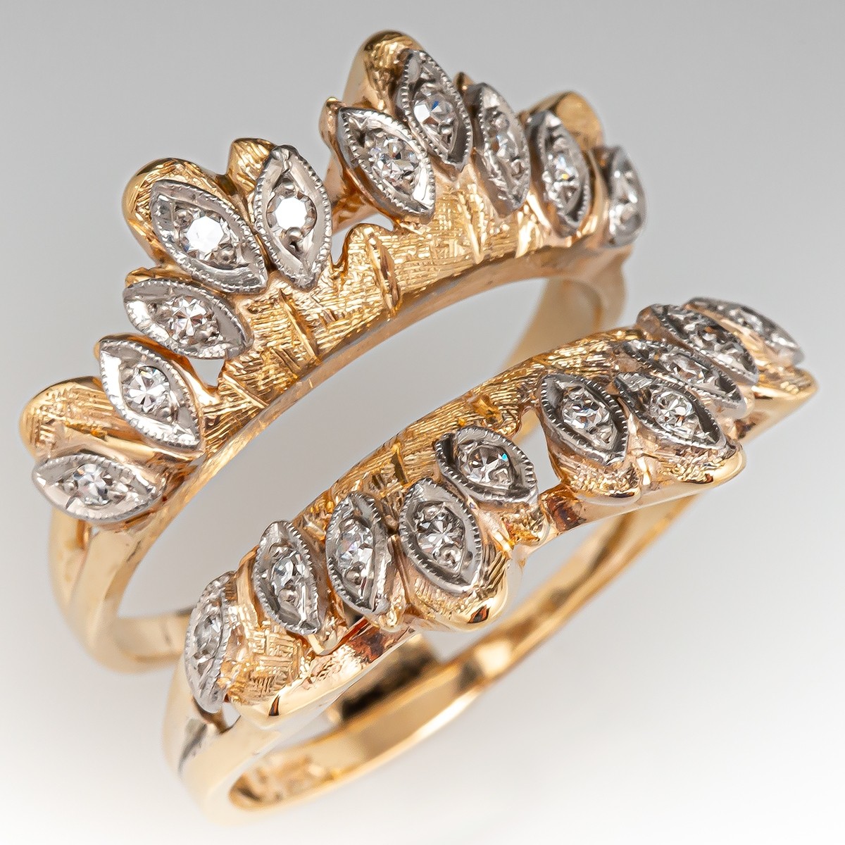 Size 6 14k Yellow Gold Solitaire Enhancer Diamonds Ring Guard Wrap Wedding  | eBay
