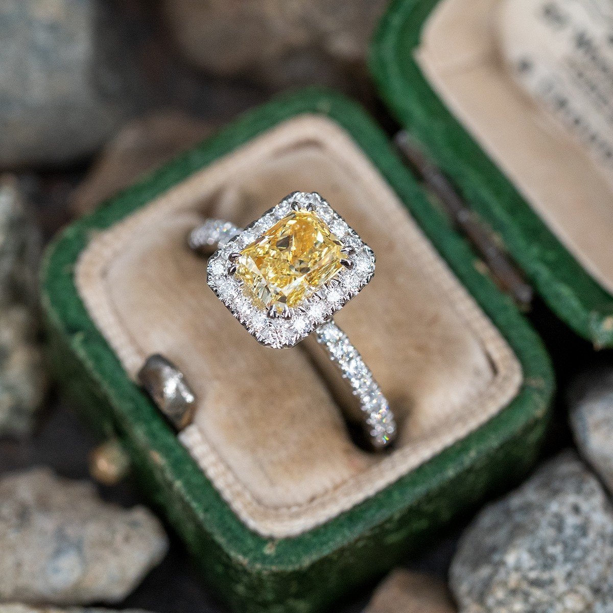 Cushion Yellow Diamond with Side Trillions Ring | Style 6017 | PIERRE  Jewellery - order now in India