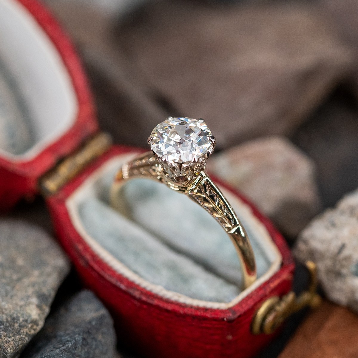 Art Deco 2.06 Carat Old Cut Diamond Engagement Ring, circa 1920 - Gatsby  Jewellery