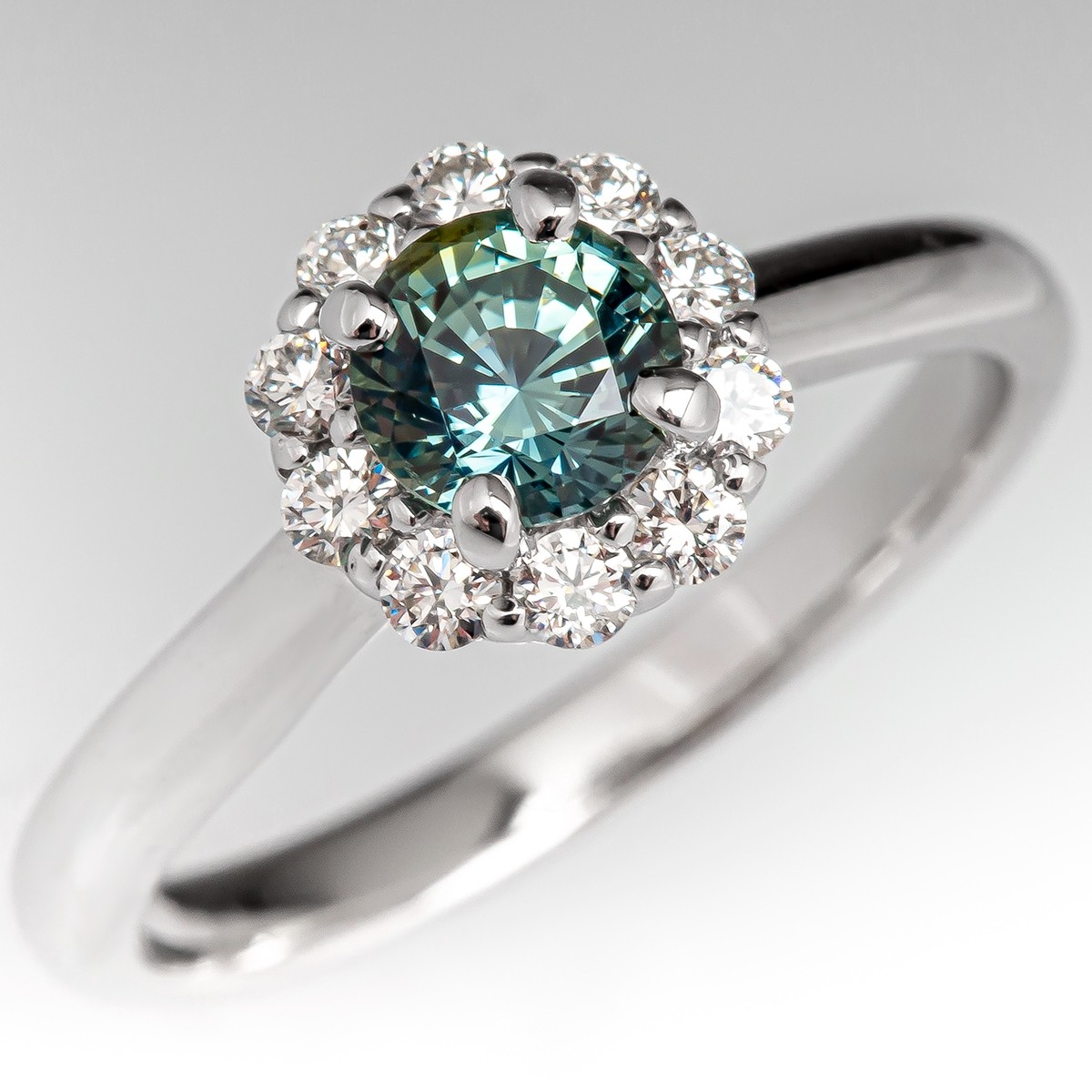 1.23CT Blue Green Sapphire & Diamond Ring | Rainbow Sapphire™
