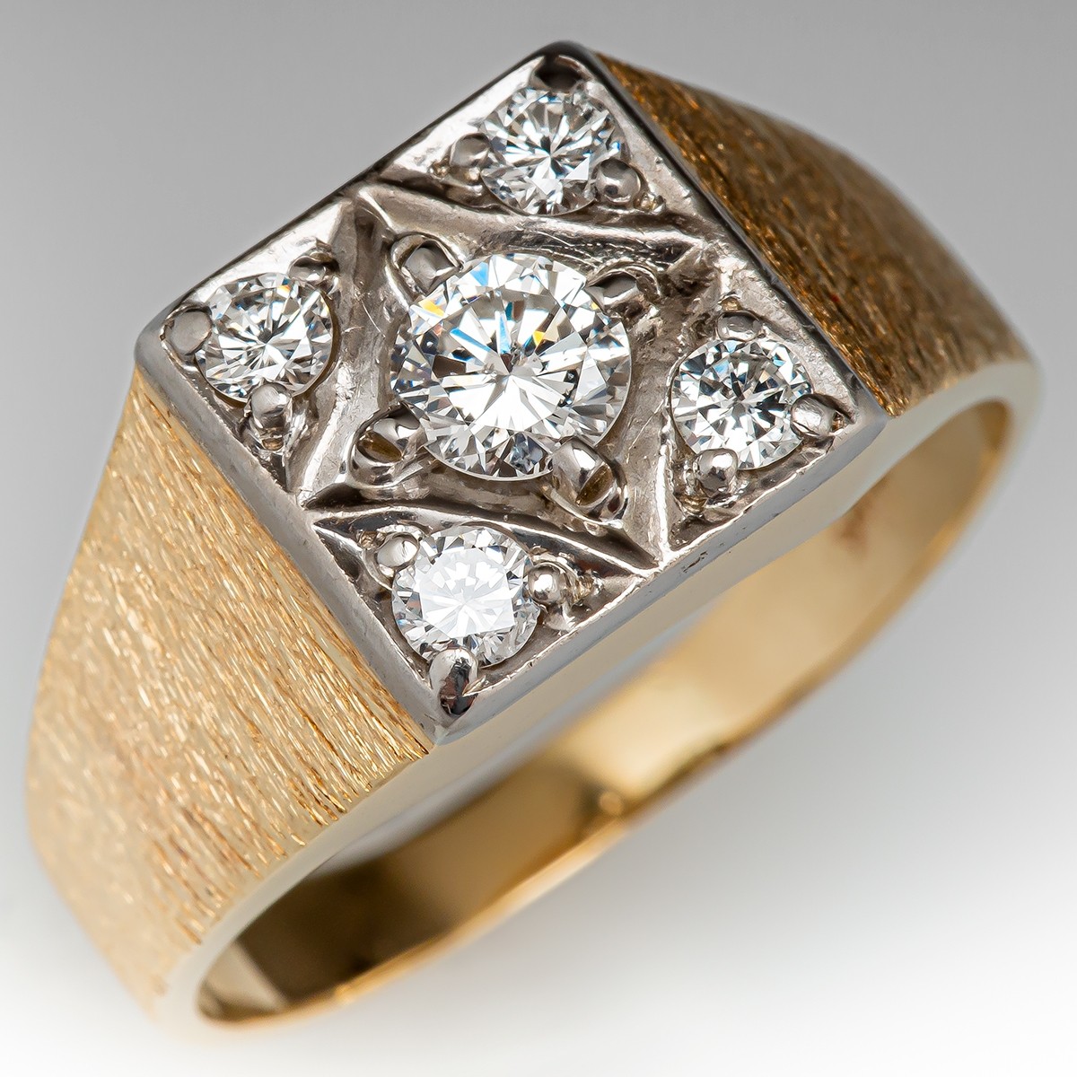 Vintage Men's Diamond Ring 14K Yellow Gold