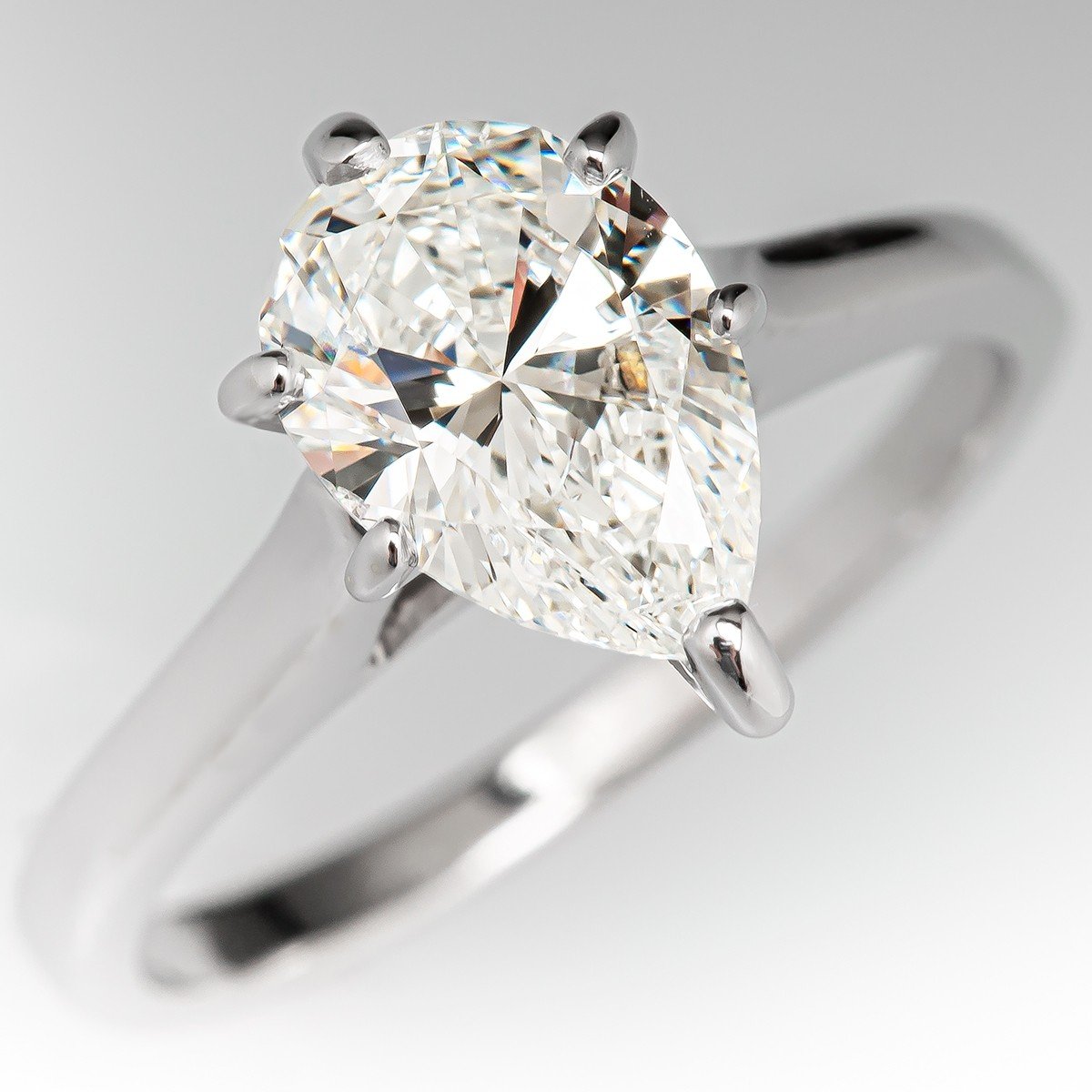 1.5 Carat Pear Cut Diamond Solitaire Engagement Ring 1.55ct G/SI2