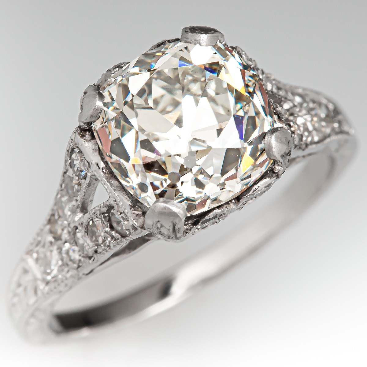 3.31ct Old Mine Cut Diamond Engagement Ring | Antique cut engagement rings, Engagement  rings, Engagement ring cuts