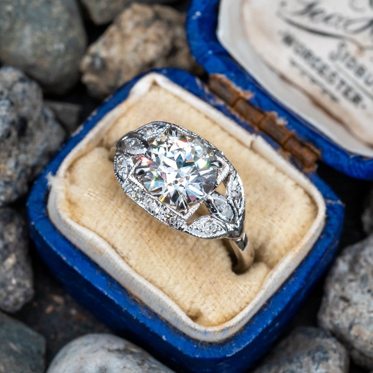 1.78 Carat Diamond Two-Stone Twist Platinum Engagement Ring, Circa 193 –  Tobi Gem Setting