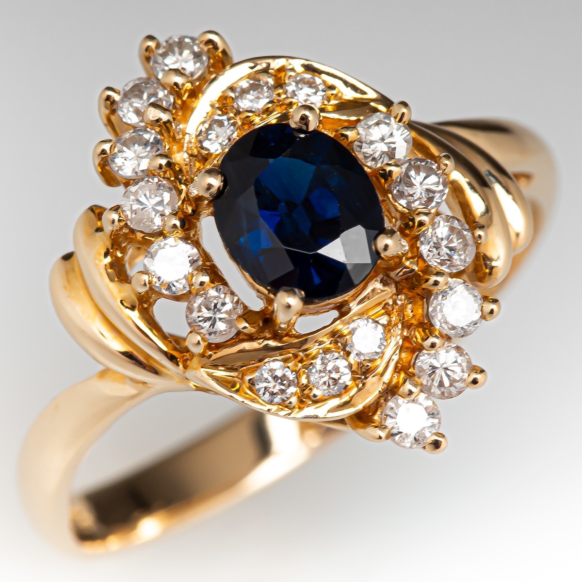 Chanel 18k Gold Diamond Sapphire Wide Band Ring