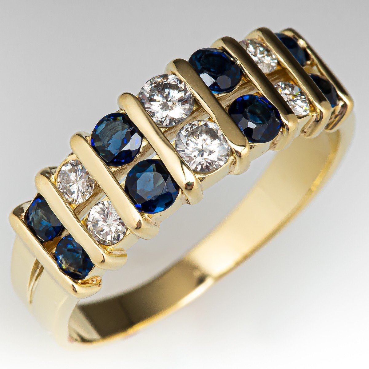 Floating Sapphire And Diamond Anniversary Ring In Platinum