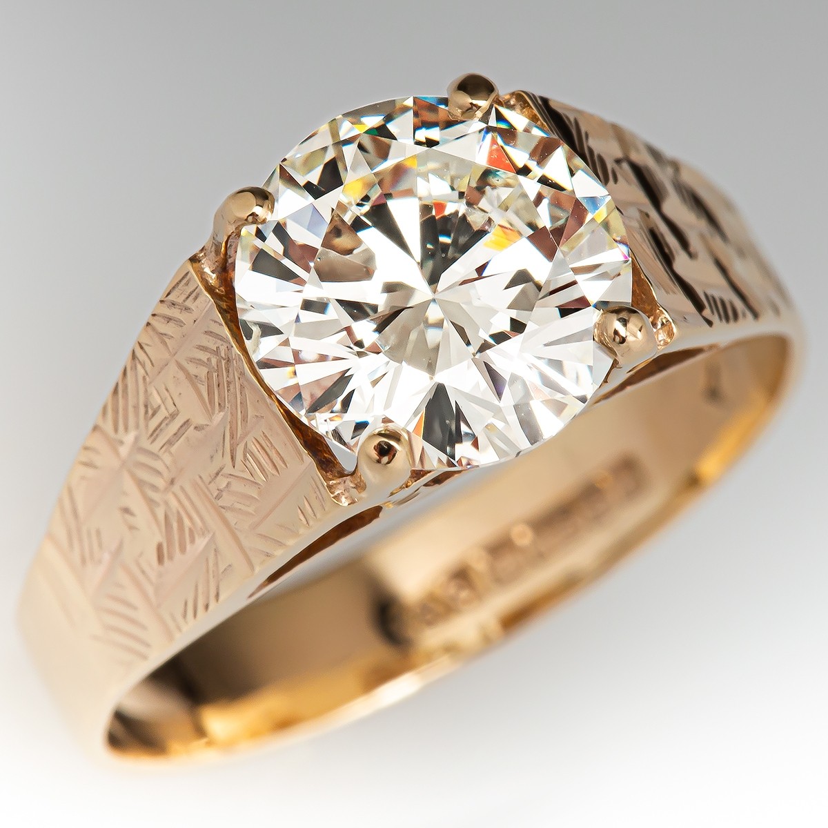 1976 England Hallmark 2 Carat Diamond Ring 2.01ct N/SI1 GIA