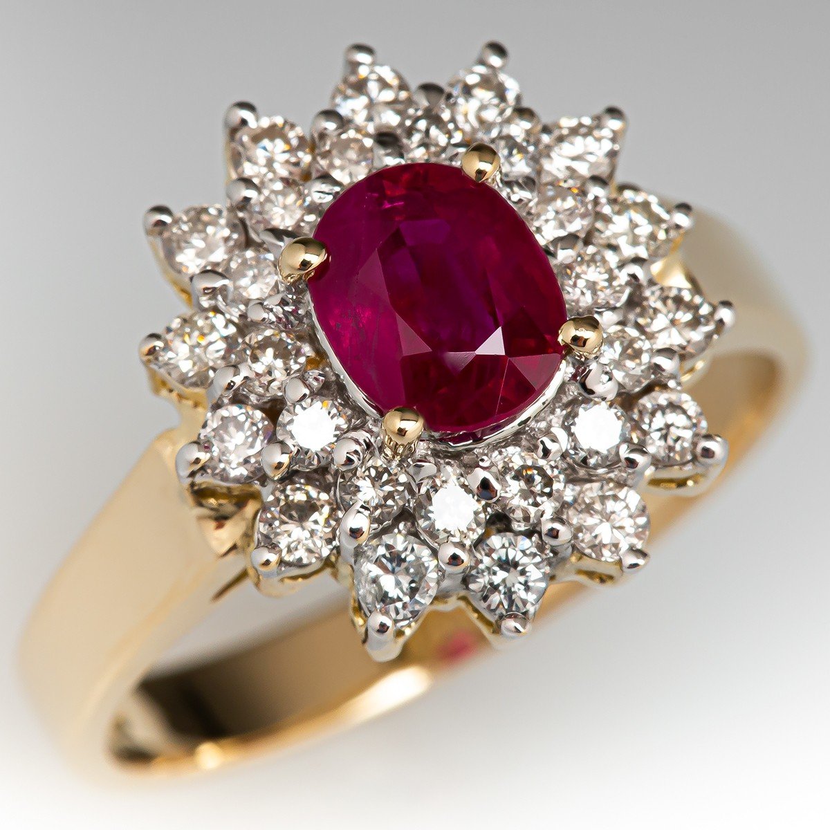 Natural Ruby, White Diamond 14k Gold Over Sterling Silver Engagement Ring  Size 6, 8 | Natural Rocks by Kala