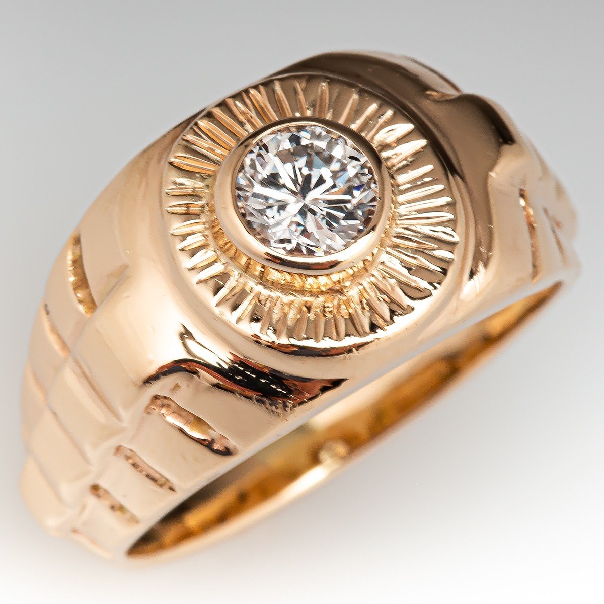 14K Yellow Gold Diamond Men's Rolex Ring Size 12.5 X6619 - Etsy