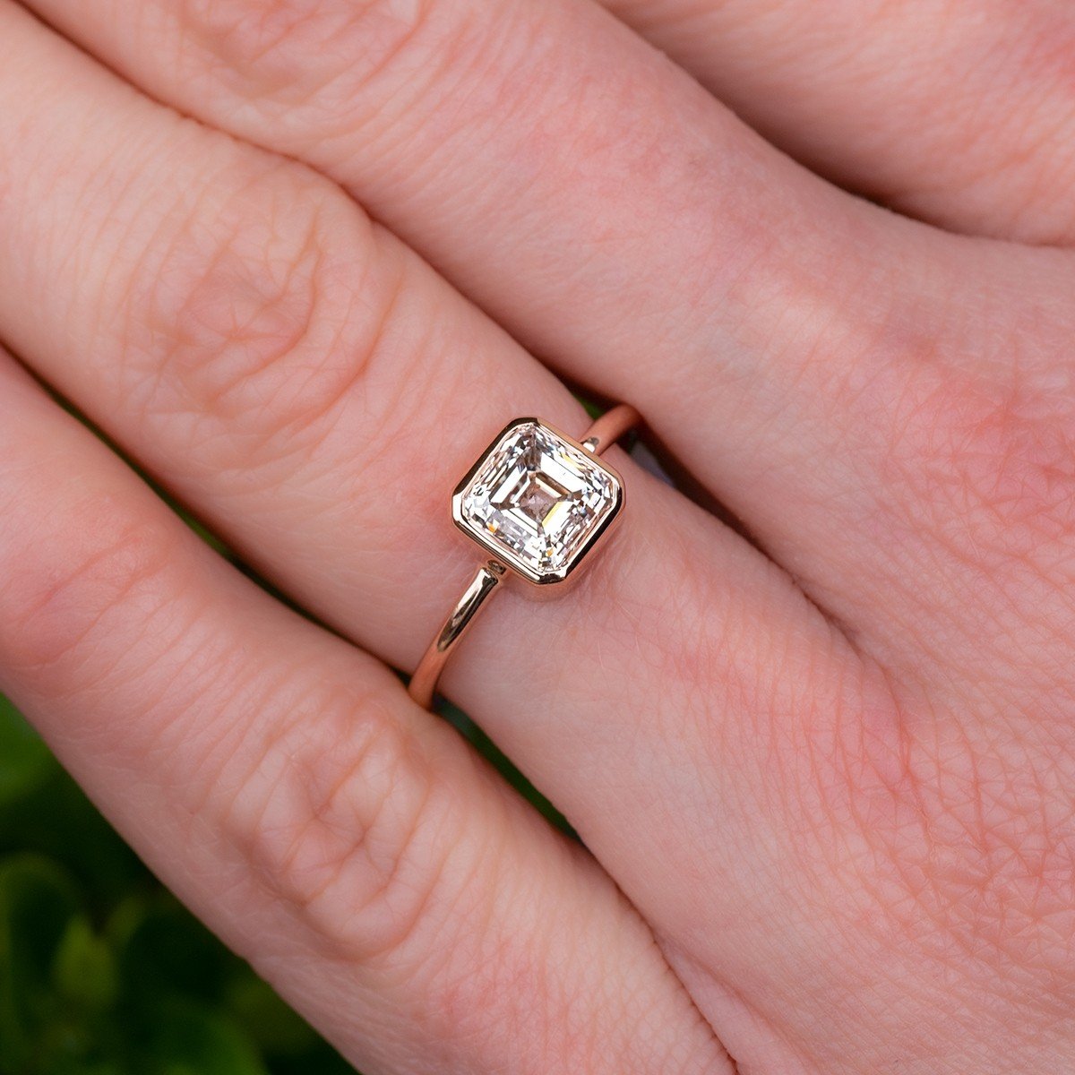 Square Diamond Ring With Halo-White Gold Engagement Ring