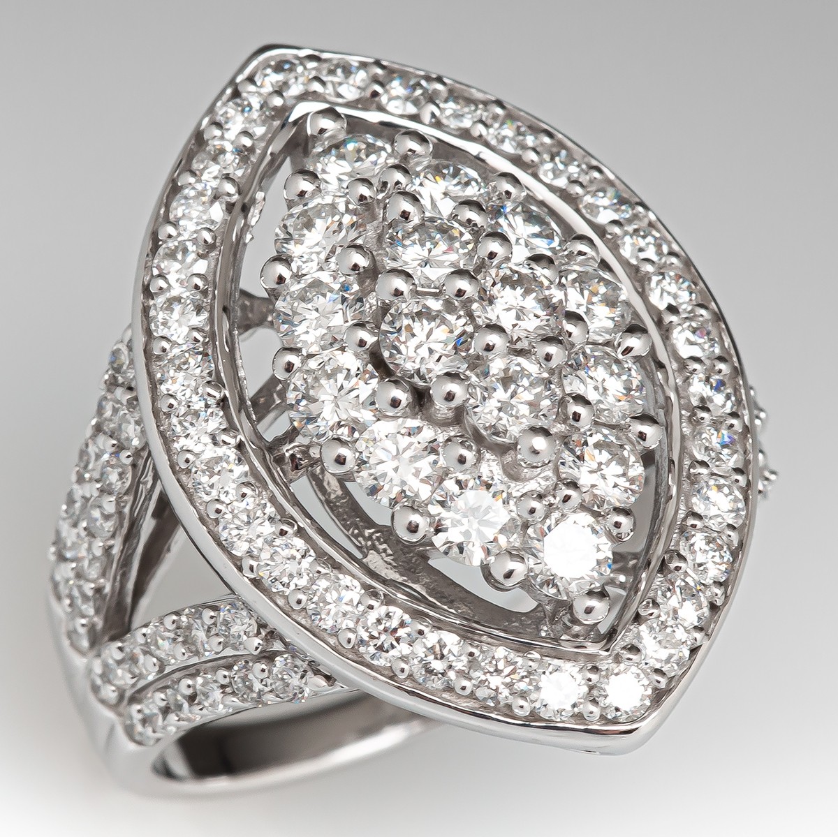 White Gold Diamond Cocktail Ring of Total Diamond Weight, ALR-15081
