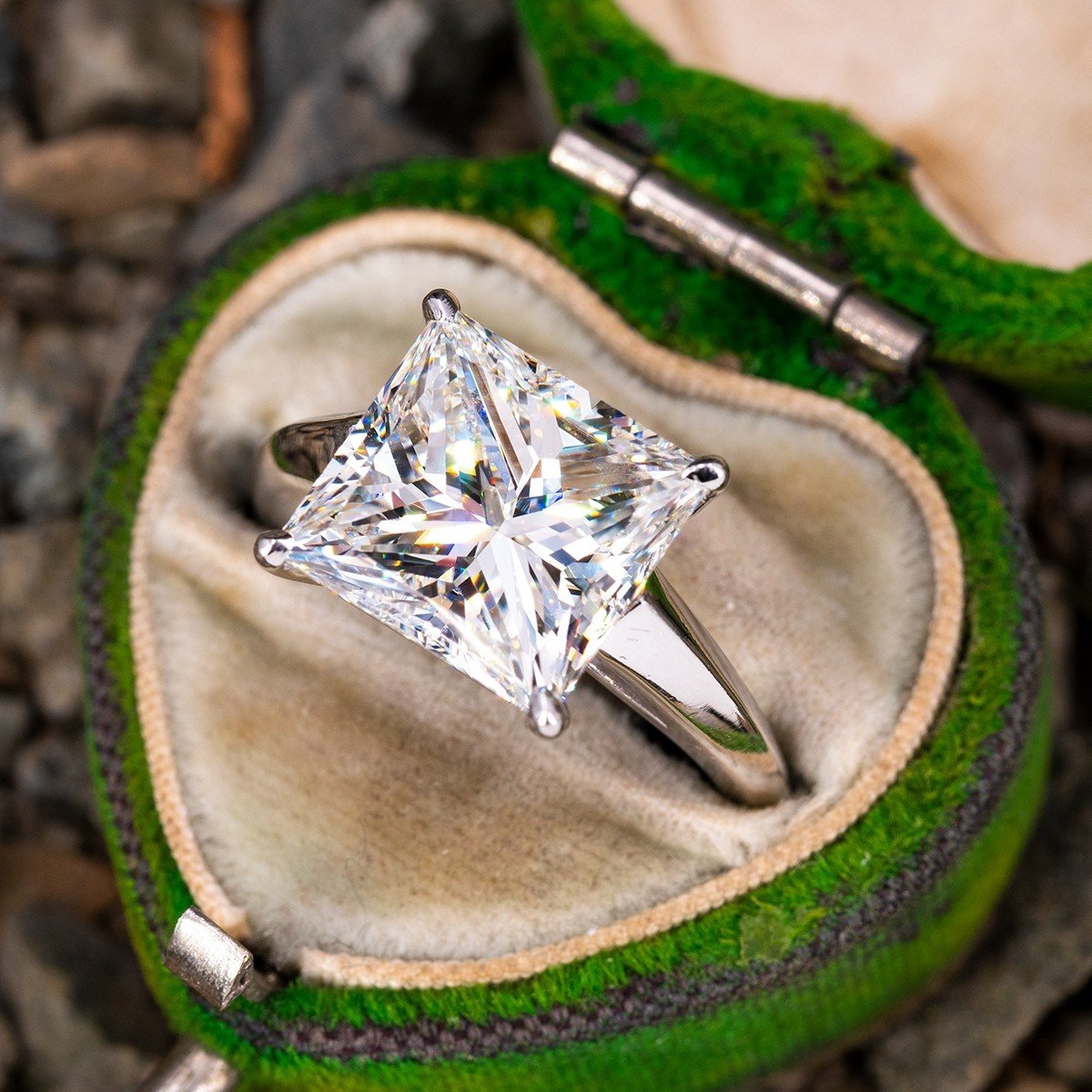 Art Deco Princess Cut Diamond Ring Platinum Circa 1930 – Antique Jewellery  Online