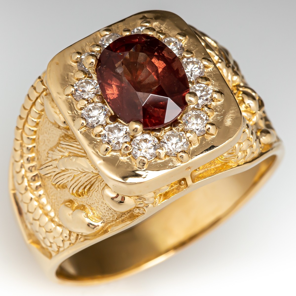 Le Vian Gents™ Men's Pomegranate Garnet™ (4-3/8 ct. t.w.) & Diamond (1/6  ct. t.w.) Ring in 14k Gold - Macy's
