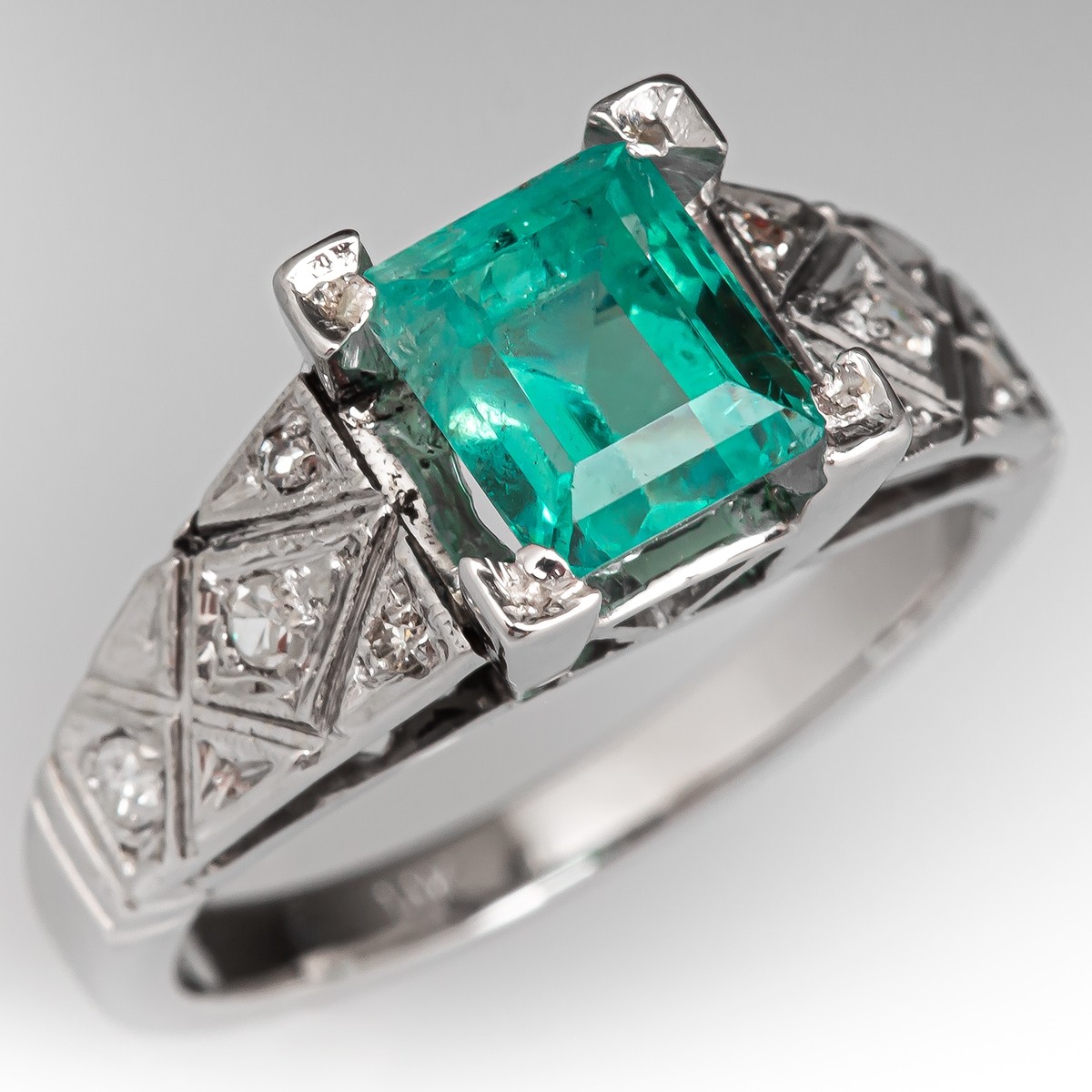 Natural Emerald Cut Zambia Emerald Gemstone Women Ring 14k Yellow Gold Ring  | eBay