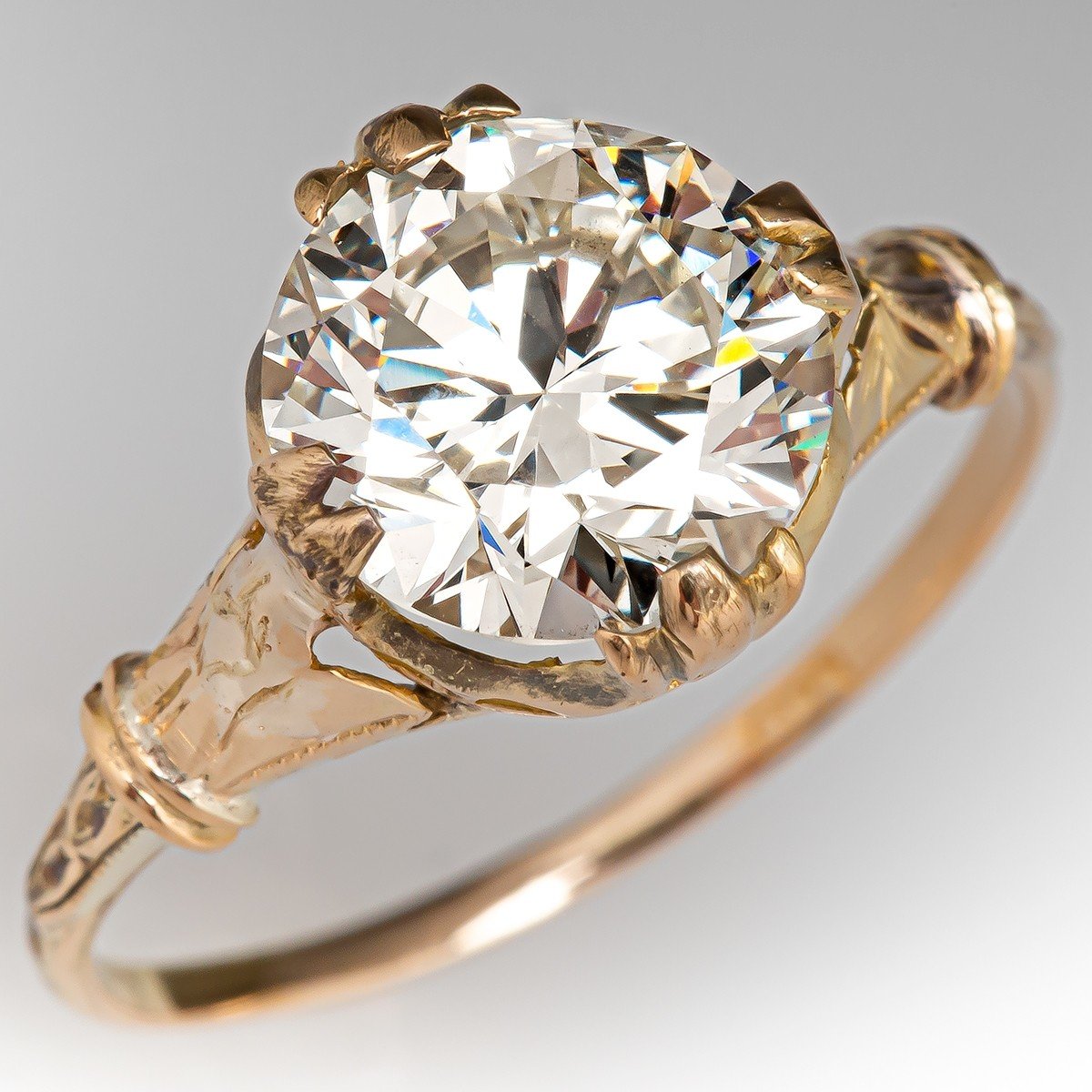 Vintage  Vintage 14k Yellow Gold Diamond Ring with 18k White