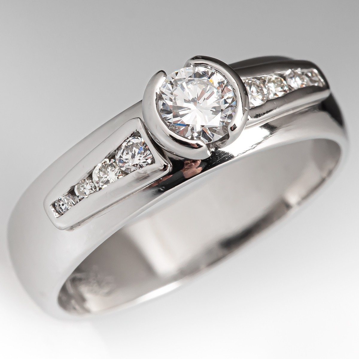 Buy Semi Bezel Setting Plain Engagement Ring - Diamonds Factory UK
