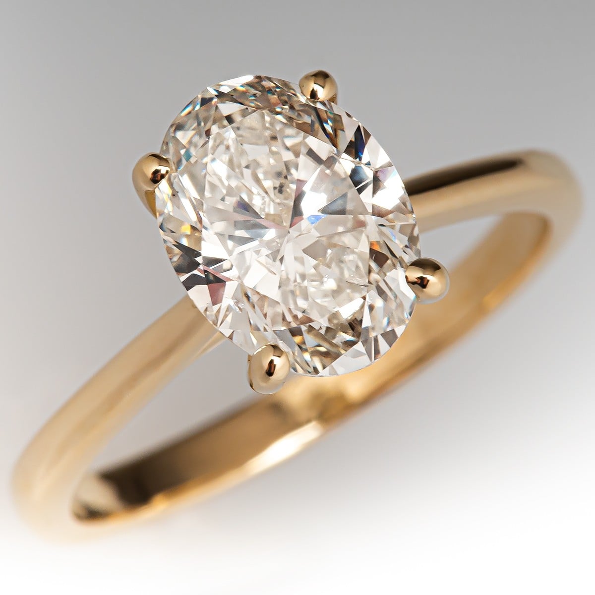 Solitaire Oval Diamond Engagement Ring 14K Yellow Gold 2 01Ct L SI2 GIA