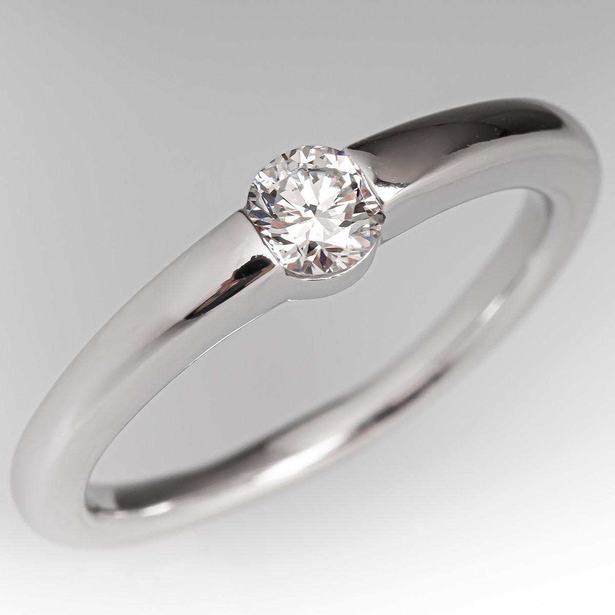 Gabriel NY 14k White Gold Half Bezel Engagement Ring by Gabriel NY ER8895W  - Emerald Lady Jewelry