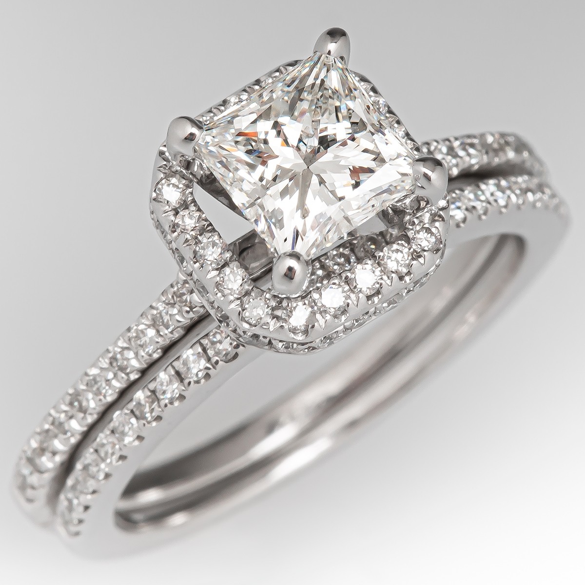 2.6 Ct. Cushion Cut Natural Diamond Halo Pave Cathedral Diamond Engagement  Ring (GIA Certified) | Diamond Mansion