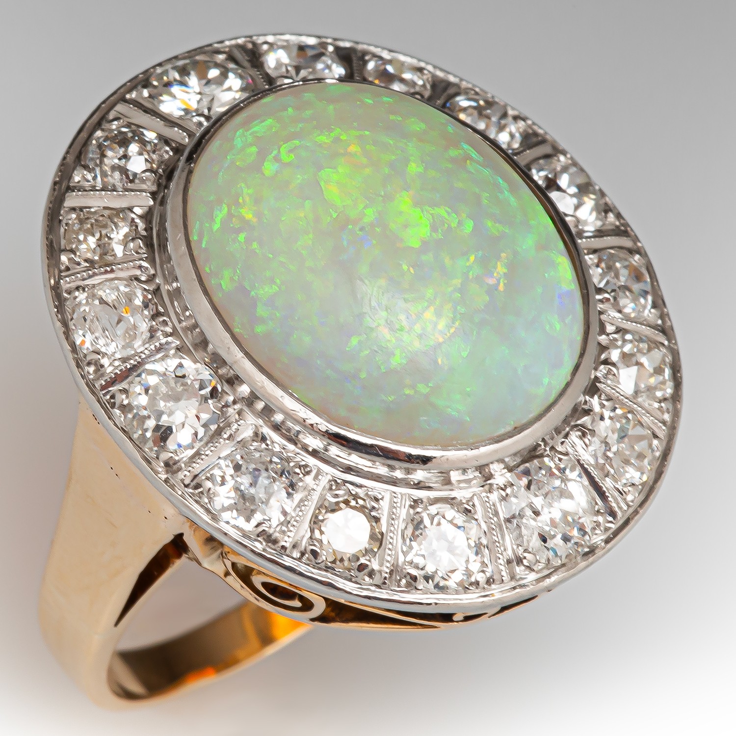 Vintage Opal Diamond Marquise Ring 14k Gold Platinum Size 5.75 –  Jewelryauthority