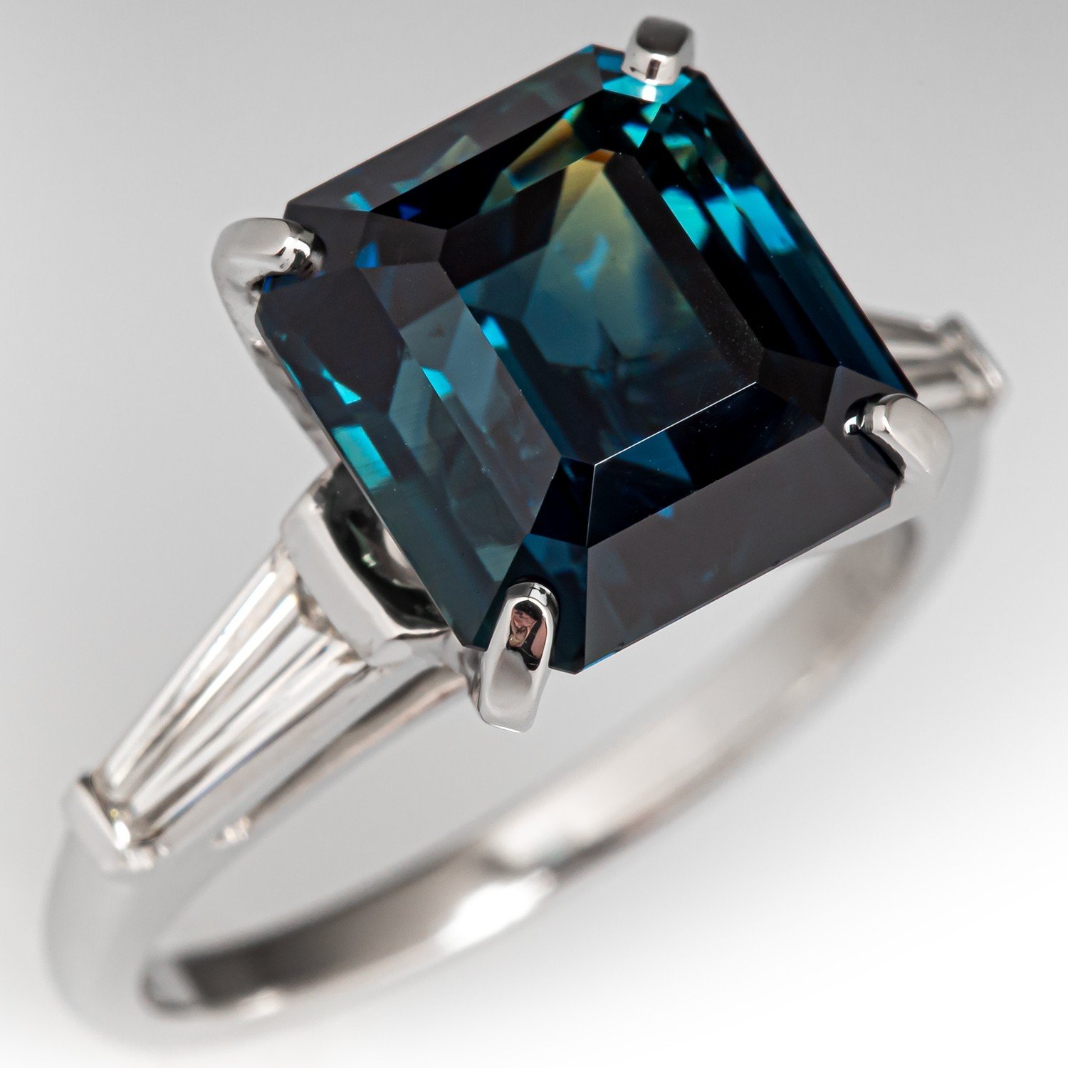 1.10ct Sapphire & Diamond Engagement Ring & Wedding Band Yellow Gold -  State St. Jewelers