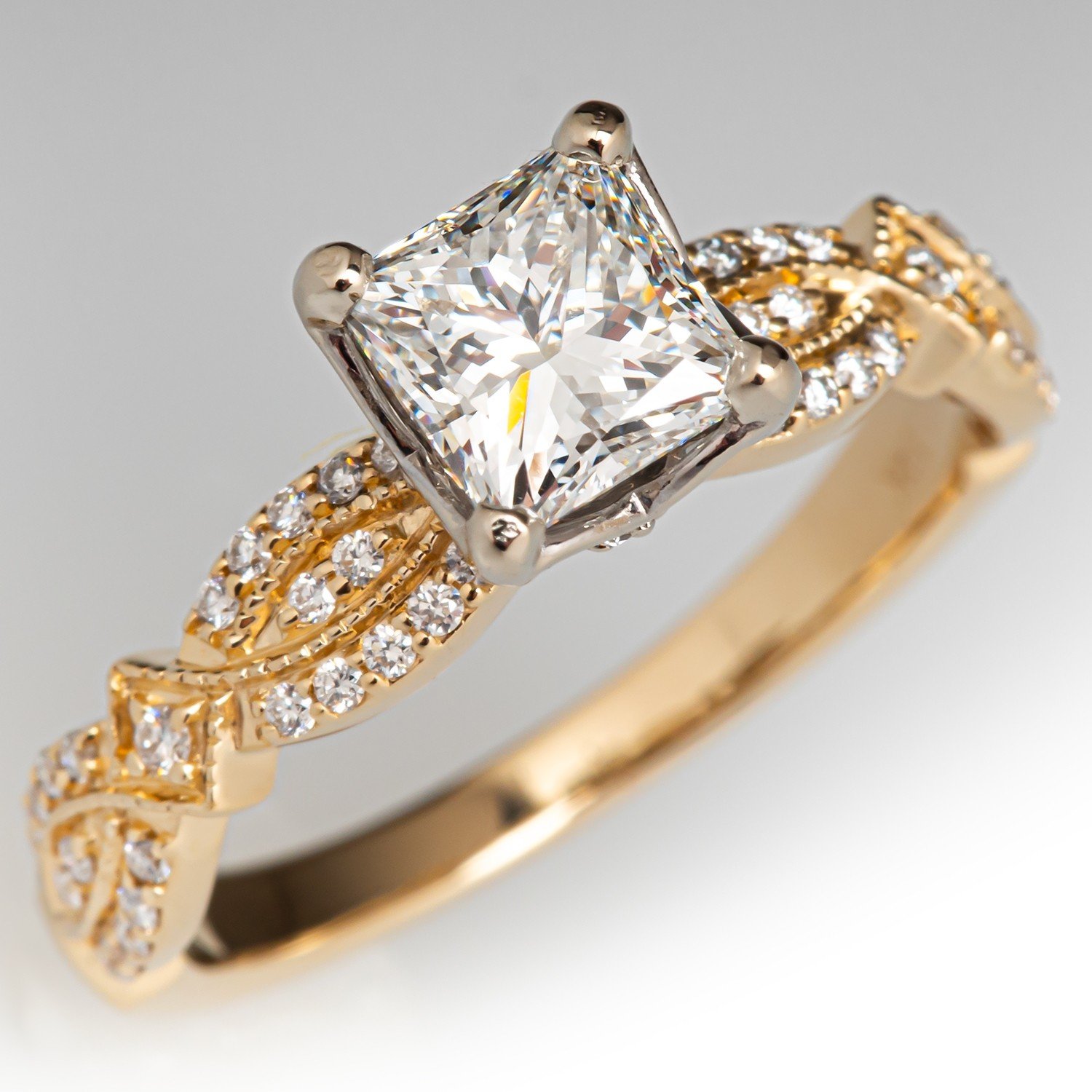 yellow gold princess cut engagement rings