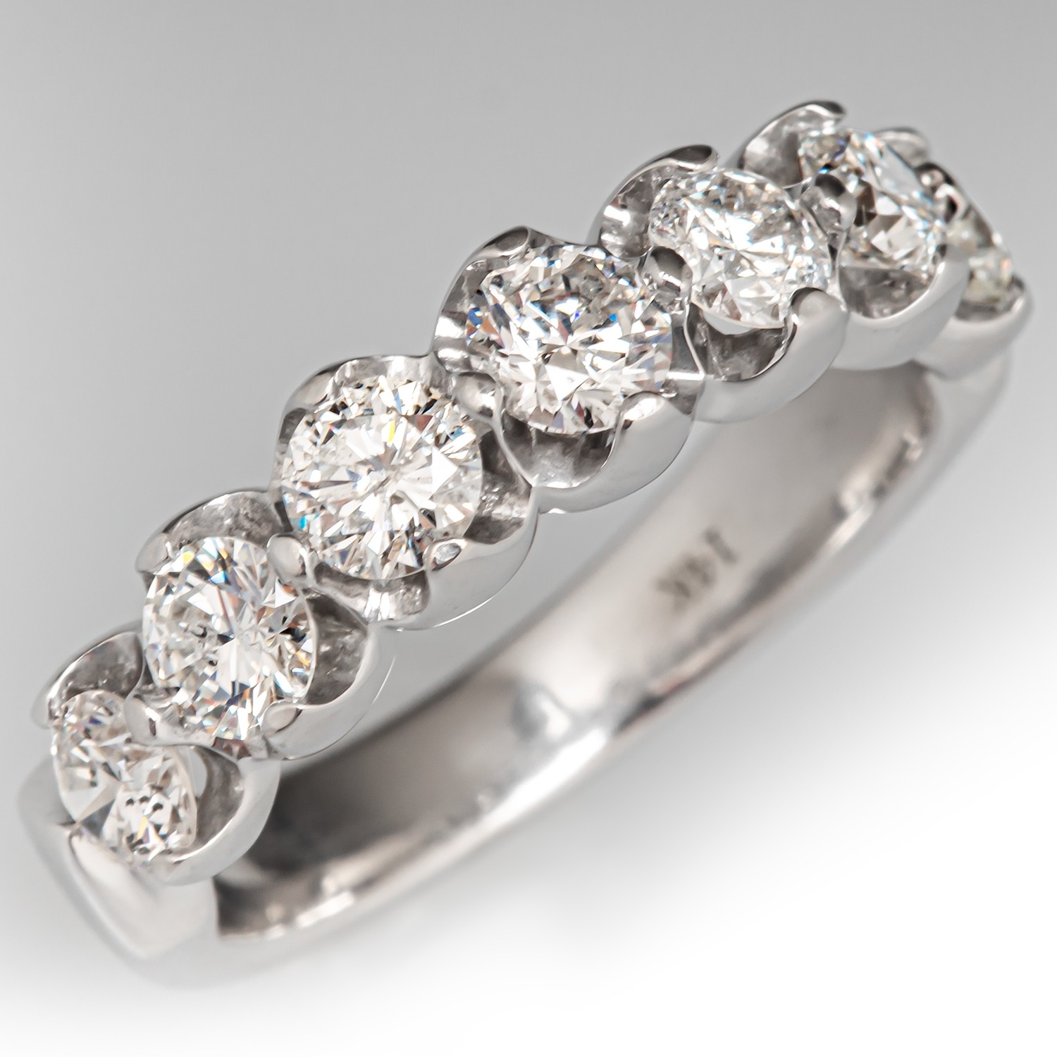 Seven Diamond Anniversary Diamond Band Ring 14K White Gold