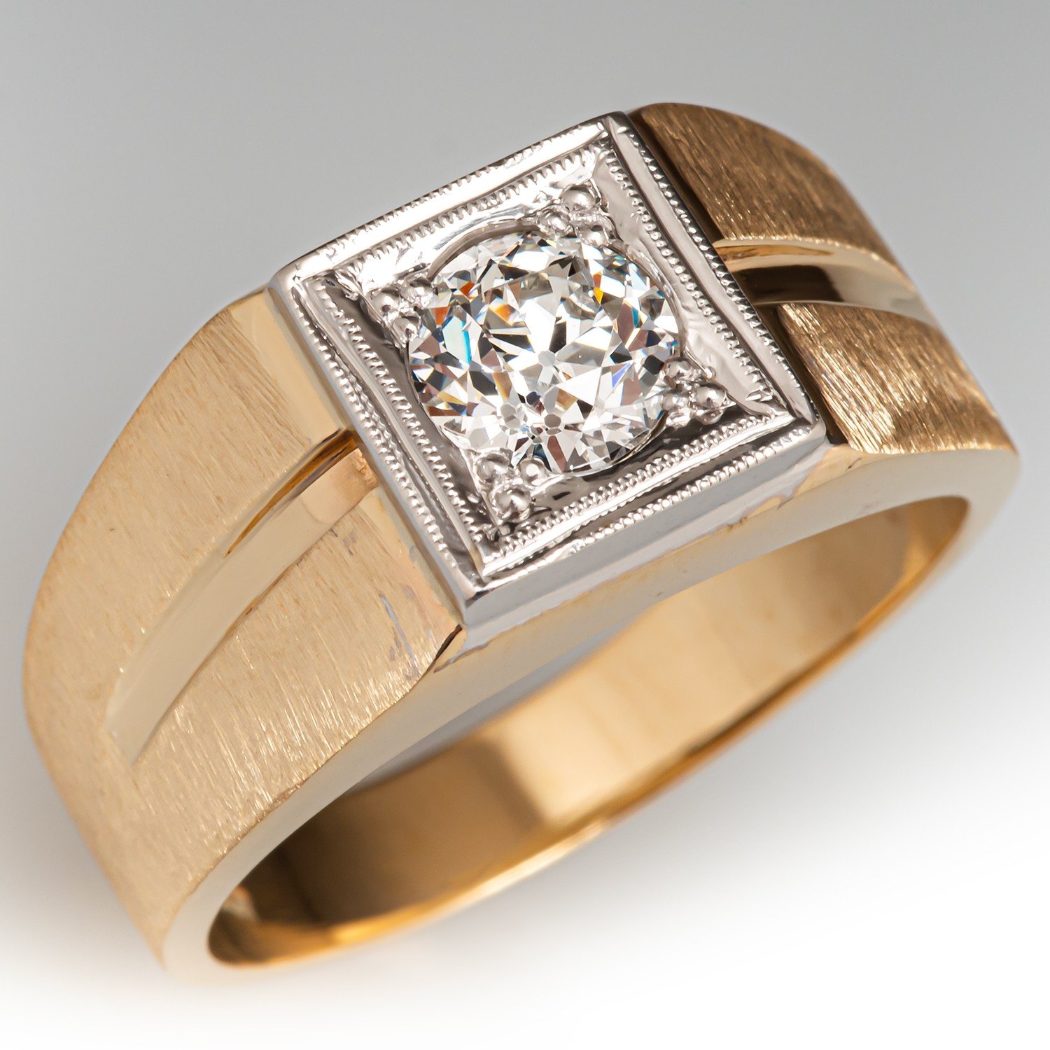Square 0.70ct Pave-Set Diamond Men's Pinky Ring